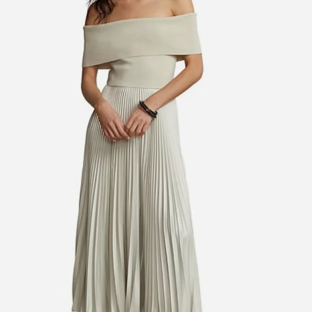 Polo Ralph Lauren Hybrid Off-The-Shoulder Pleated Dress - Picture 3 of 5